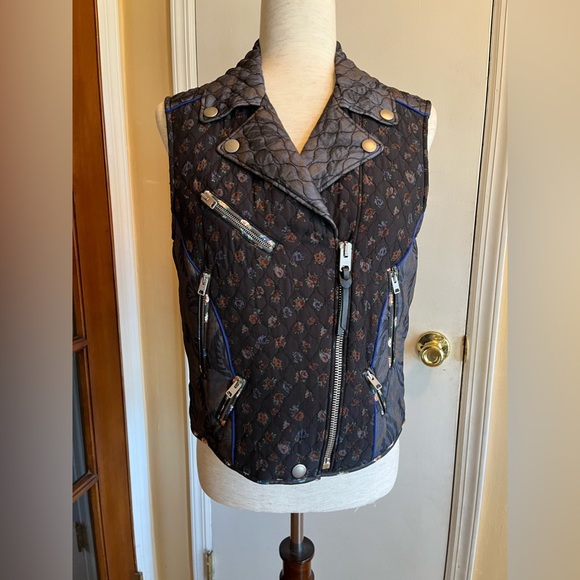 Coach Jackets & Blazers - Coach Floral Silk Quilted Zip-Up Vest